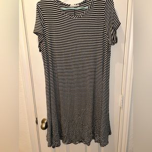Dark gray striped dress, Forever Rose culture 2X